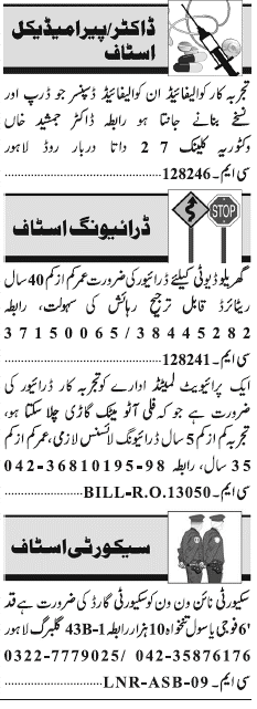 Misc. Jobs in Lahore Jang Classified 1