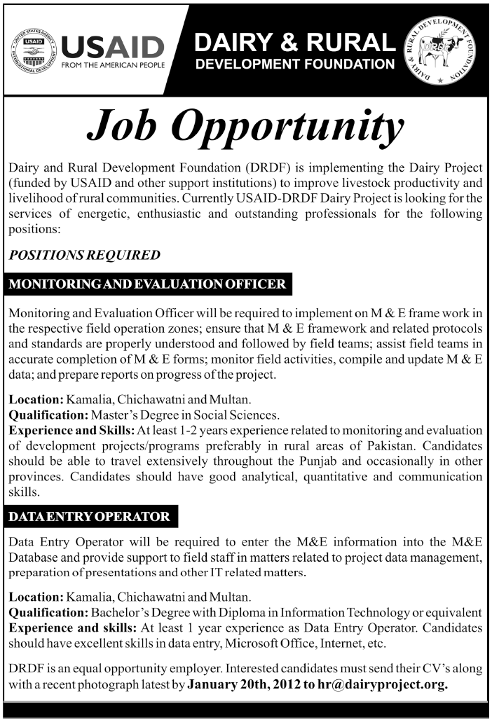 Dairy & Rural Development Foundation Job Opportunity