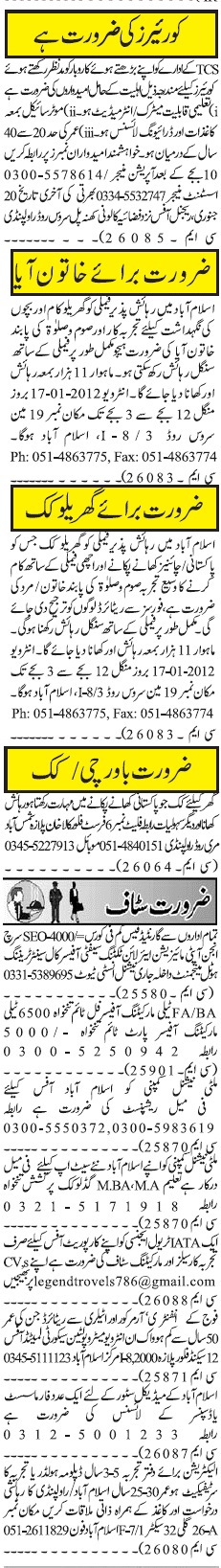 Misc. Jobs in Rawalpindi Jang Classified