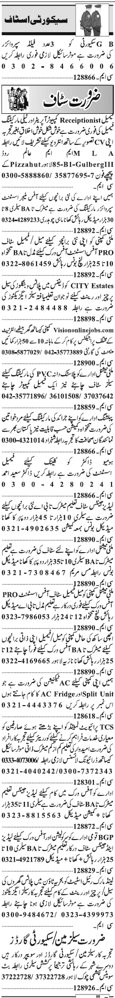 Misc. Jobs in Lahore Jang Classified 3