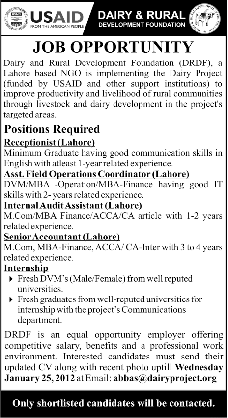 Dairy & Rural Development Foundation Jobs Opportunity