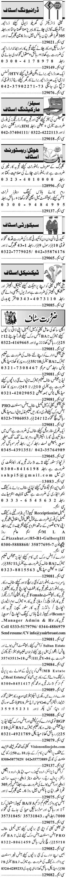 Misc. Jobs in Lahore Jang Classified 3