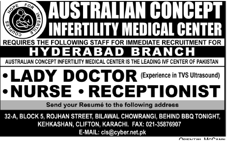 Australian Concept Infertility Medical Center Required Staff