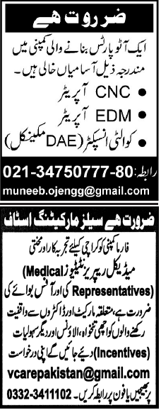 Misc. Jobs in Karachi Jang Classified 6