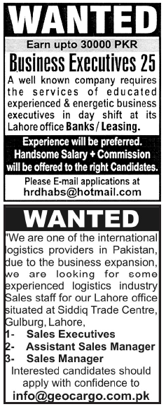 Misc. Jobs in Lahore Jang Classified 2