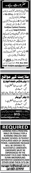 Misc. Jobs in Karachi Jang Classified 1