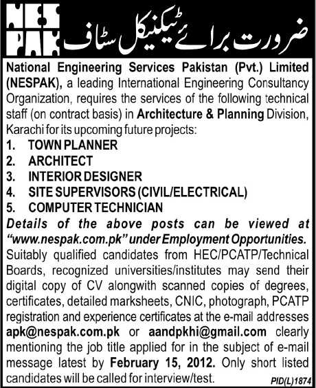 NESPAK Required Technical Staff