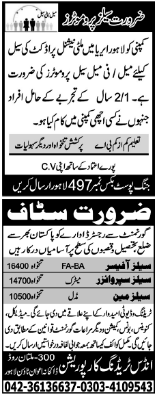 Misc. Jobs in Lahore Jang Classified 4