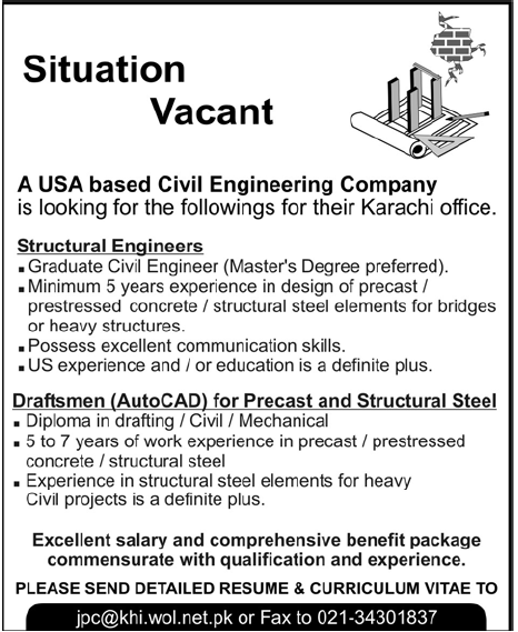 USA Based Civil Engineering Company Required Staff