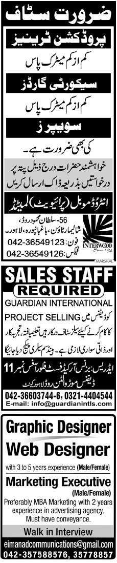 Misc. Jobs in Lahore Jang Classified 1