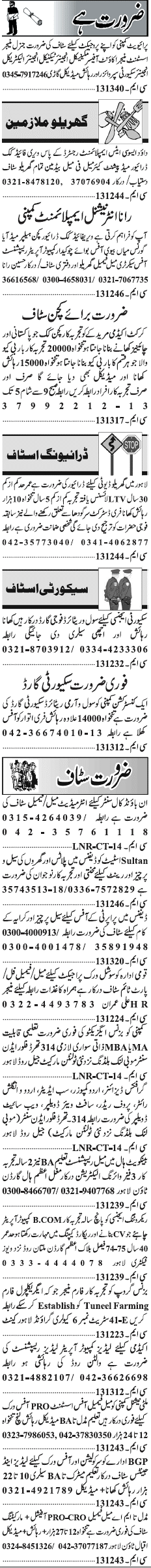 Misc. Jobs in Lahore Jang Classified 2