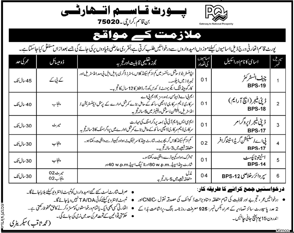 Port Qasim Authority Jobs Opportunity