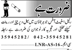 Misc. Jobs in Lahore Jang Classified 3