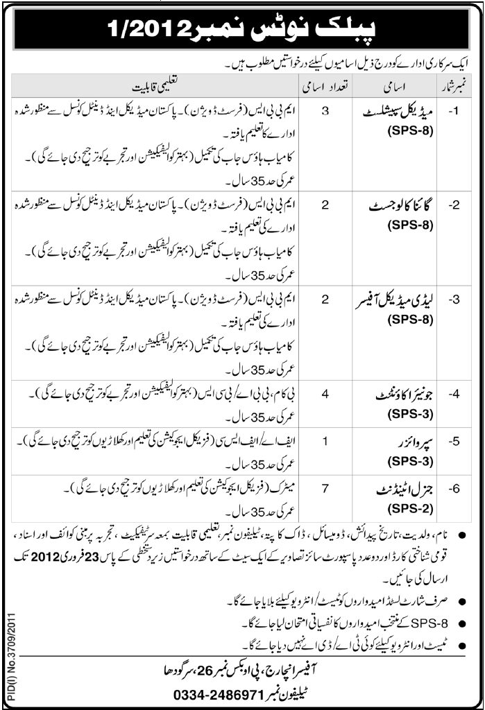 Medical Staff Required by a Government Organization