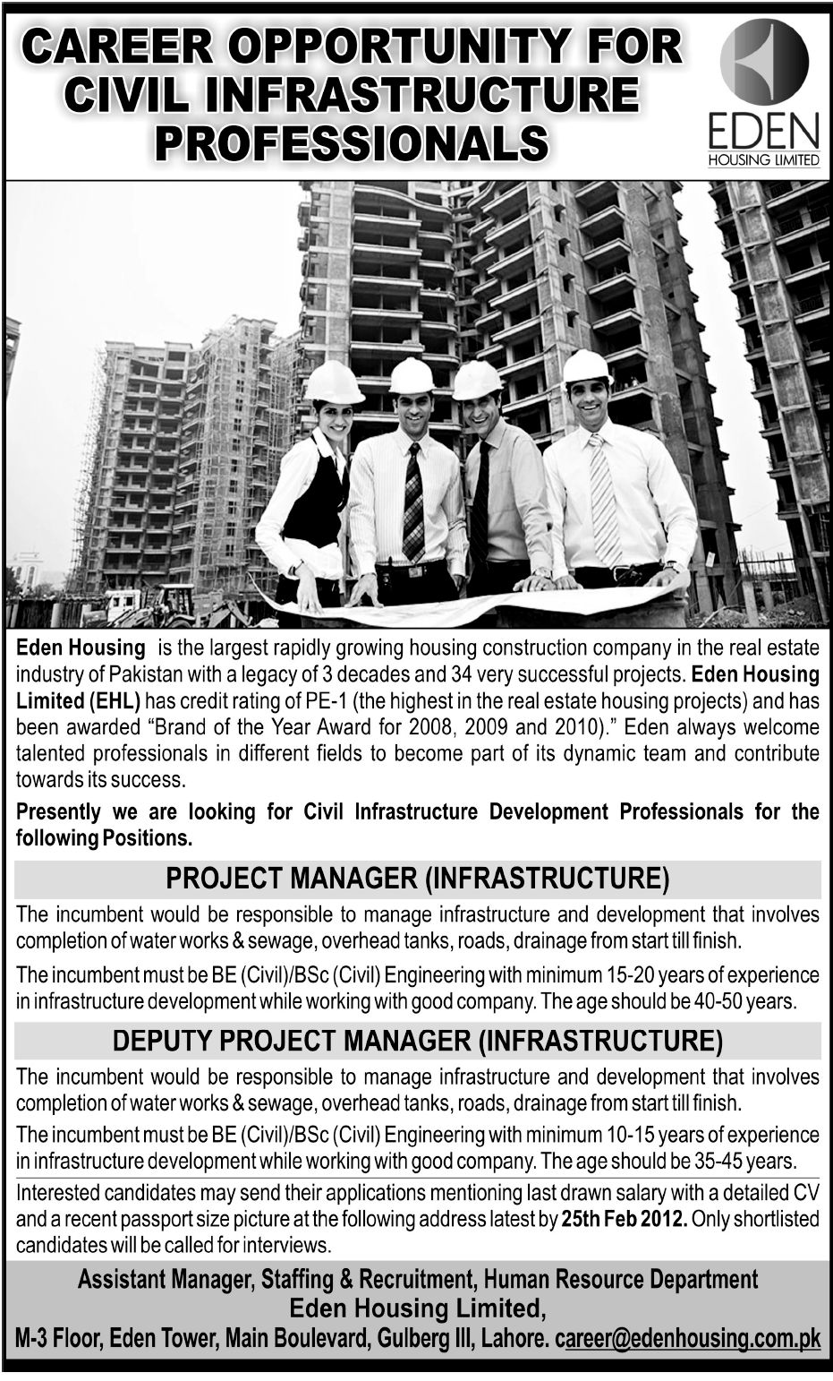 Eden Housing Limited Required the Services of Project Manager and Deputy Project Manager