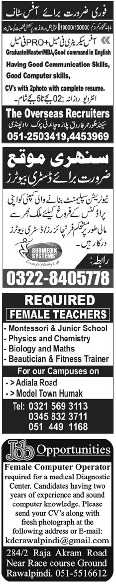 Misc. Jobs in Karachi Jang Classified 3