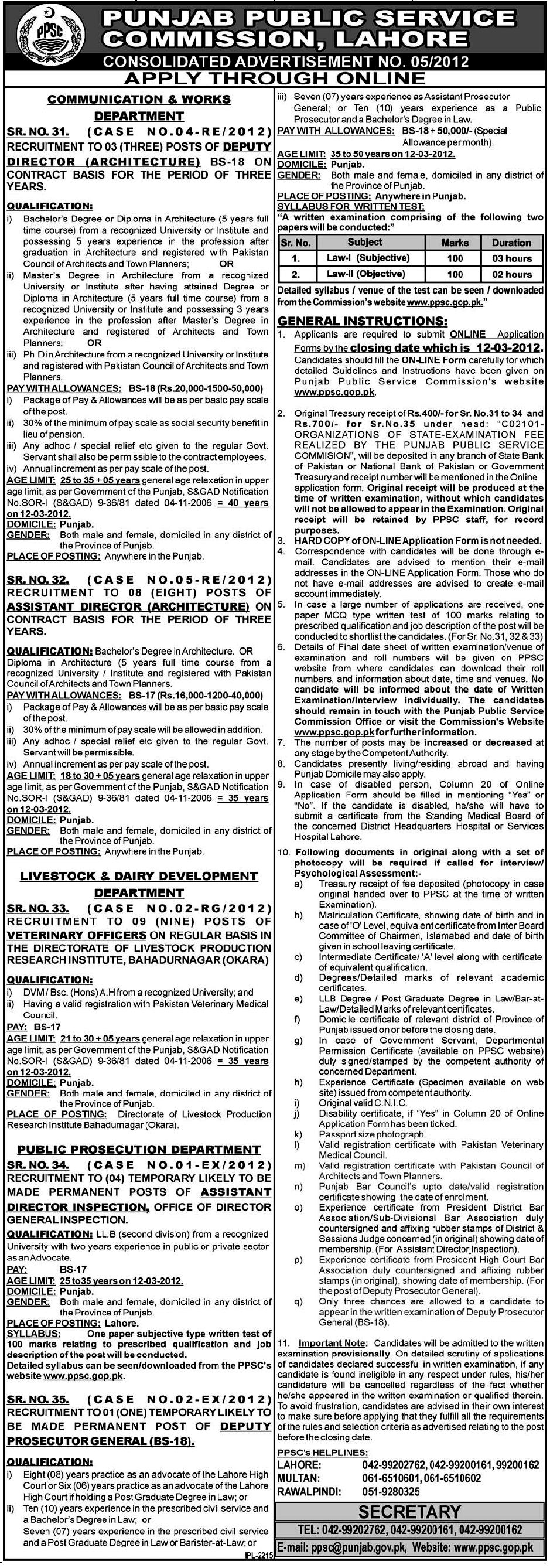 Punjab Public Service Commission, Lahore Jobs Opportunity