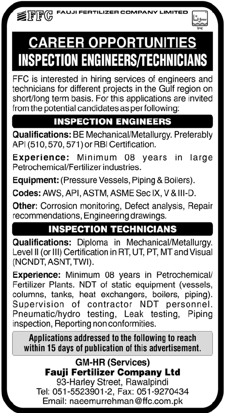 Fauji Fertilizer Company Limited Jobs Opportunity