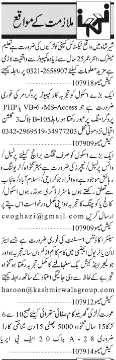 Misc. Jobs in Karachi Jang Classified 1