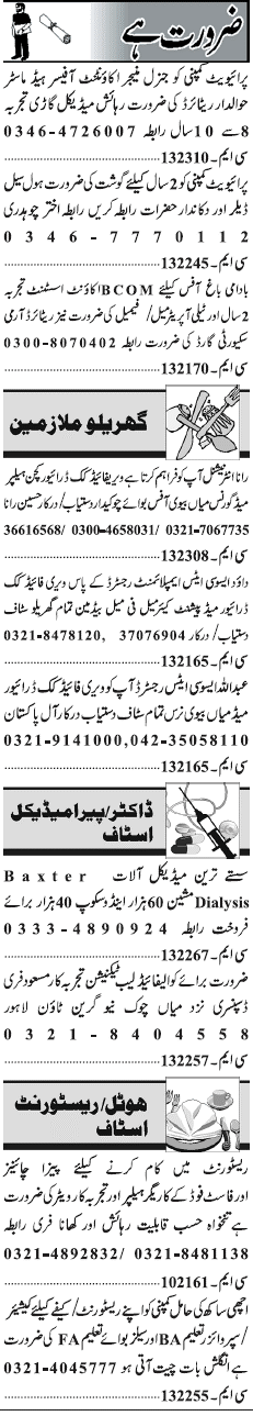 Misc. Jobs in Lahore Jang Classified 2