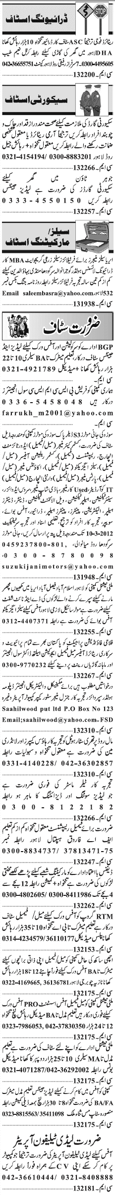 Misc. Jobs in Lahore Jang Classified 3