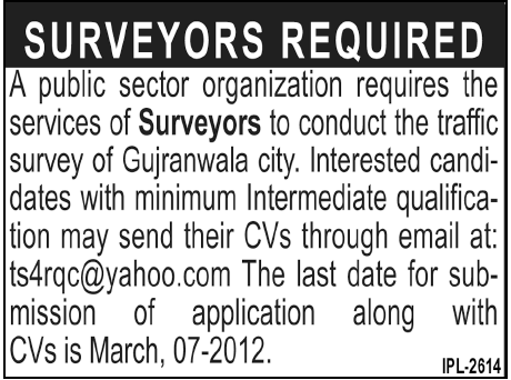 Public Sector Organization Required Surveyors