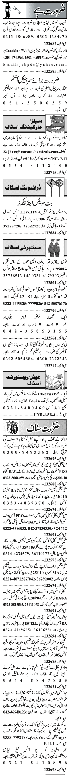 Misc. Jobs in Lahore Jang Classified 3