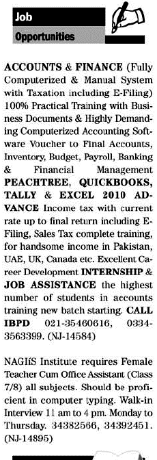 Misc. Jobs in Lahore Jang Classified 2