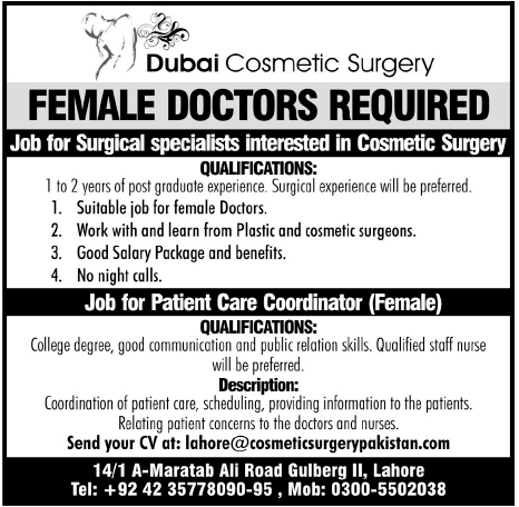 Dubai Cosmetic Surgery Required Female Doctors