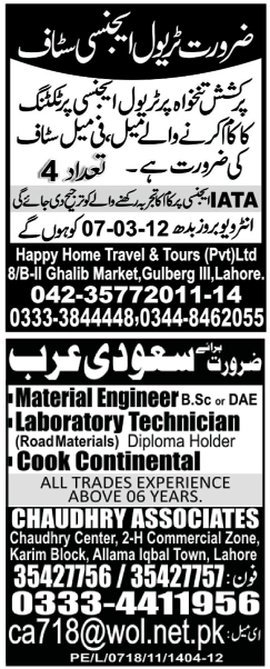 Misc. Jobs in Lahore Jang Classified 10