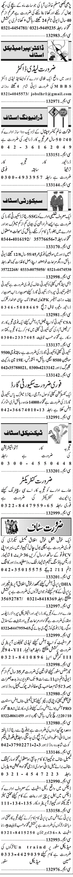 Misc. Jobs in Lahore Jang Classified 2