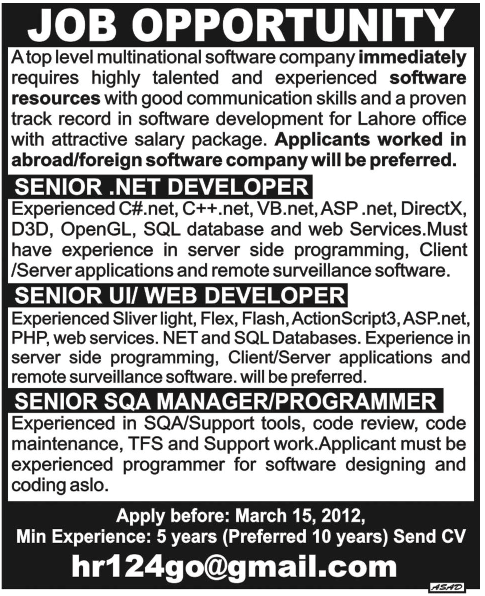 IT Professionals Required