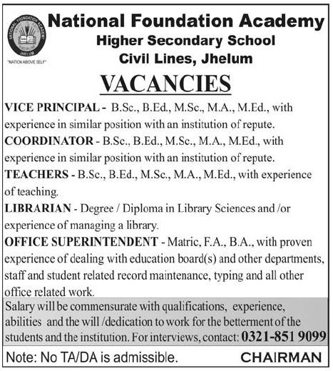 National Foundation Academy Requires Staff