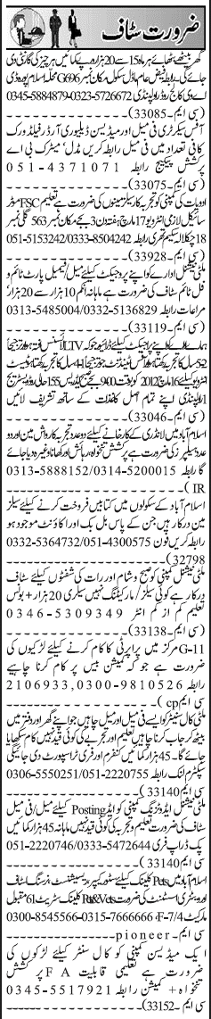 Classified Rawalpindi Jang Misc. Jobs 1