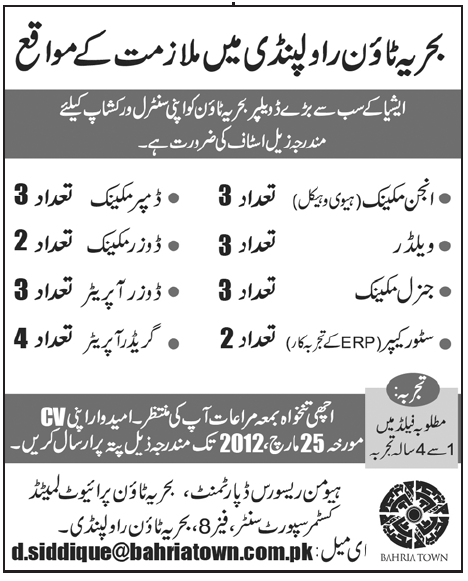 Bahria Town Jobs