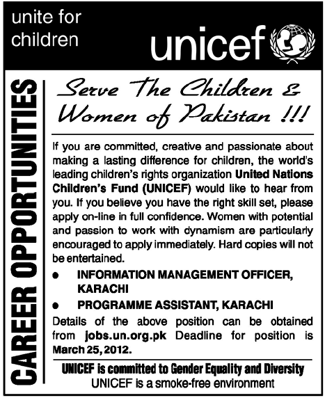 UNICEF (UN Jobs) Requires Information Management Officer and Programme Assistant
