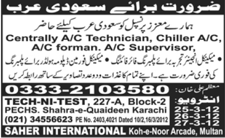 AC Technicians and Supervisors Jobs