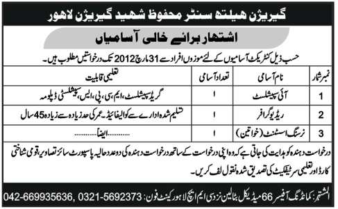 Garrison Health Center (Govt) Jobs