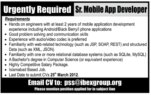 Senior Mobile Application Developer Jobs