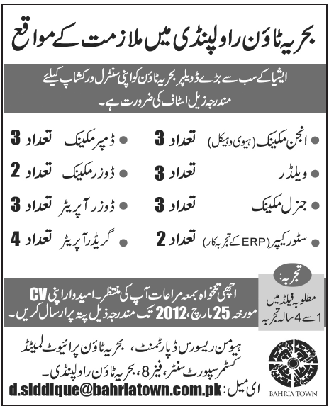 Bahria Town Jobs