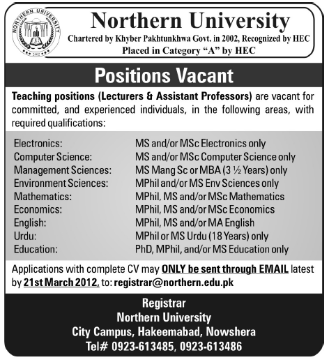 Northern University Jobs