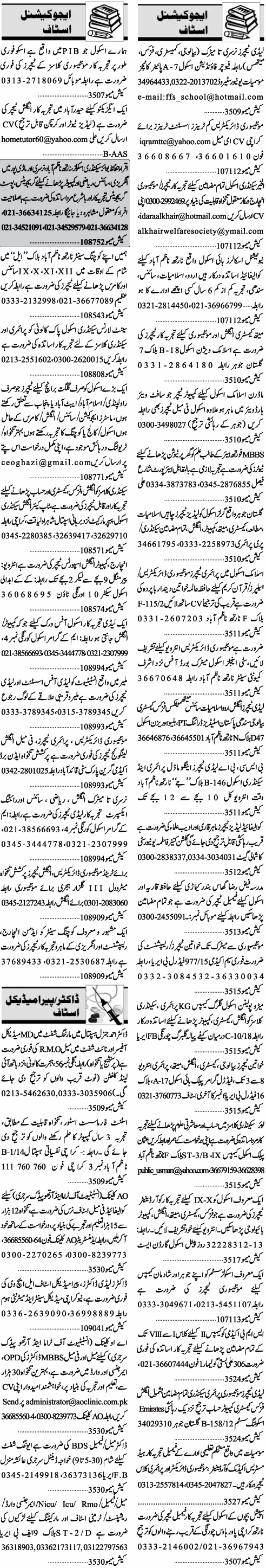 Classified Karachi Jang Misc. Jobs 8