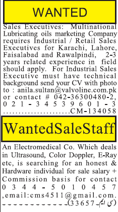 Classified Rawalpindi Jang Misc. Jobs 5