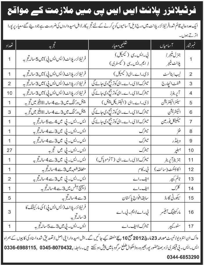 SSP Fertilizer Plant Jobs