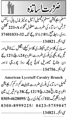 Classified Lahore Jang Misc. Jobs 1