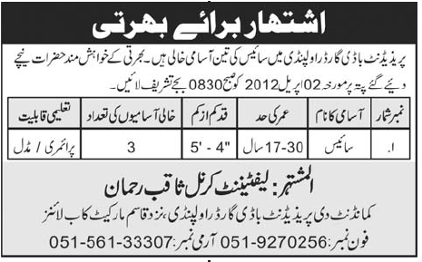 Sais (Horse Keeper) Jobs