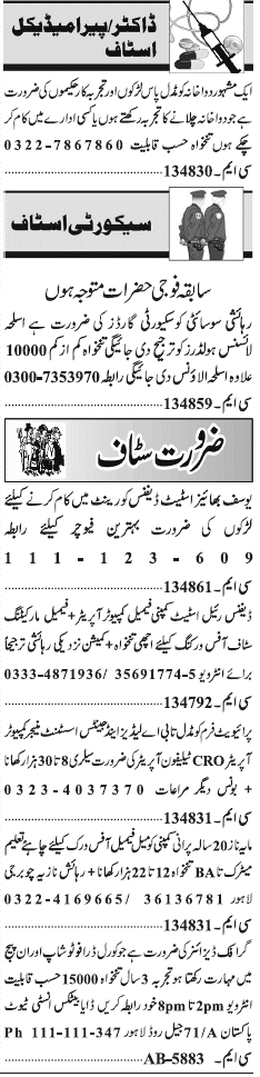 Classified Lahore Jang Misc. Jobs 3