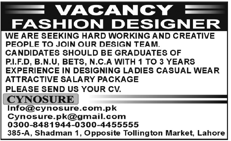 Fashion/Dress Designers Jobs