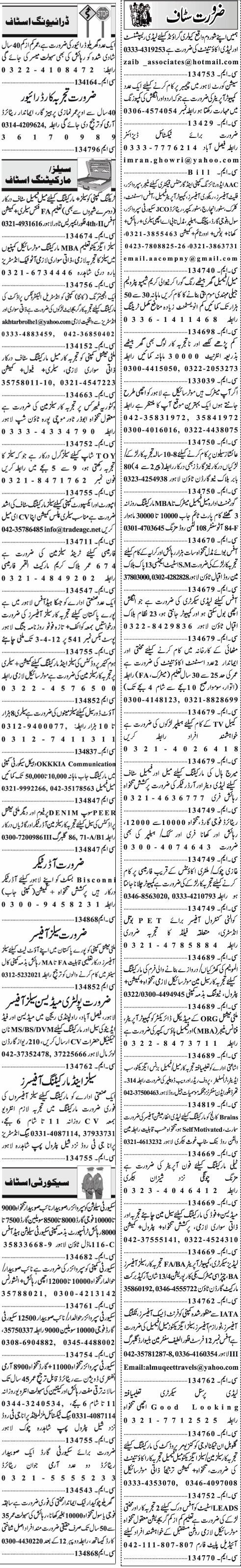 Classified Lahore Jang Misc. Jobs 6