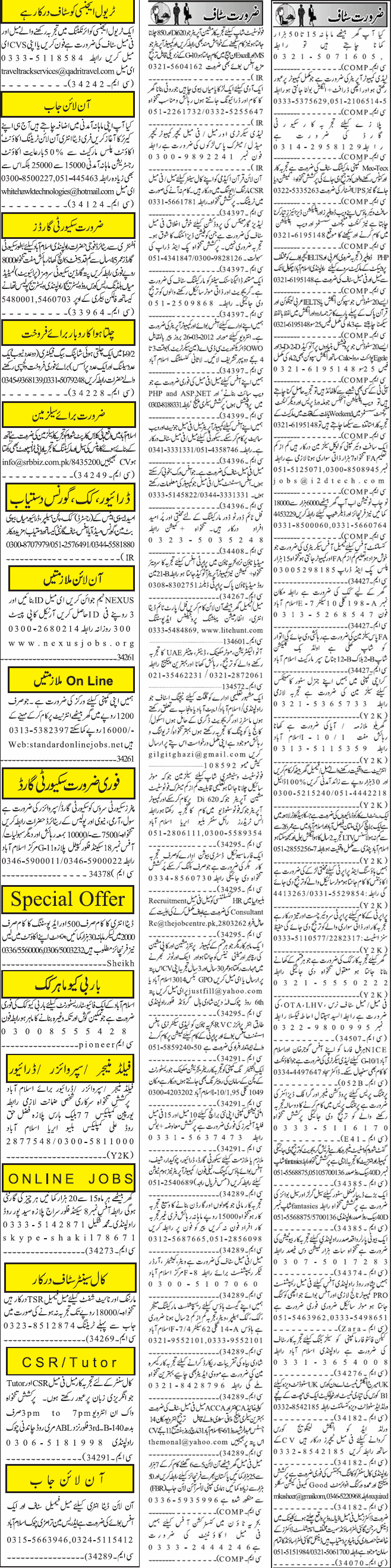 Classified Rawalpindi Jang Misc. Jobs 3